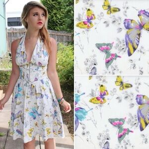 Super rare White Butterfly Halter Dress